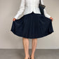 Gonna a pieghe in 100% seta blu