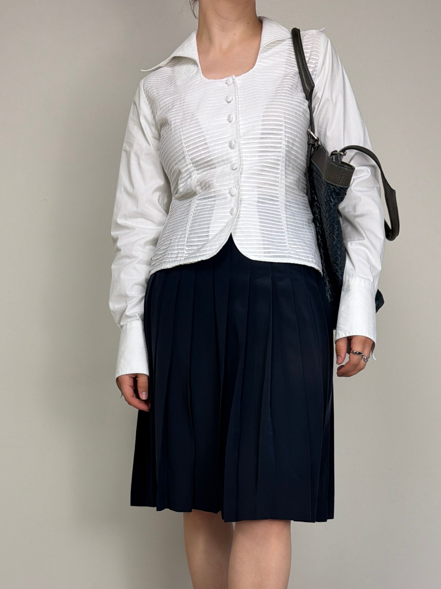 Camicia vintage in cotone con pieghe