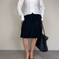 Gonna a pieghe in 100% seta blu