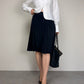 Gonna a pieghe in 100% seta blu
