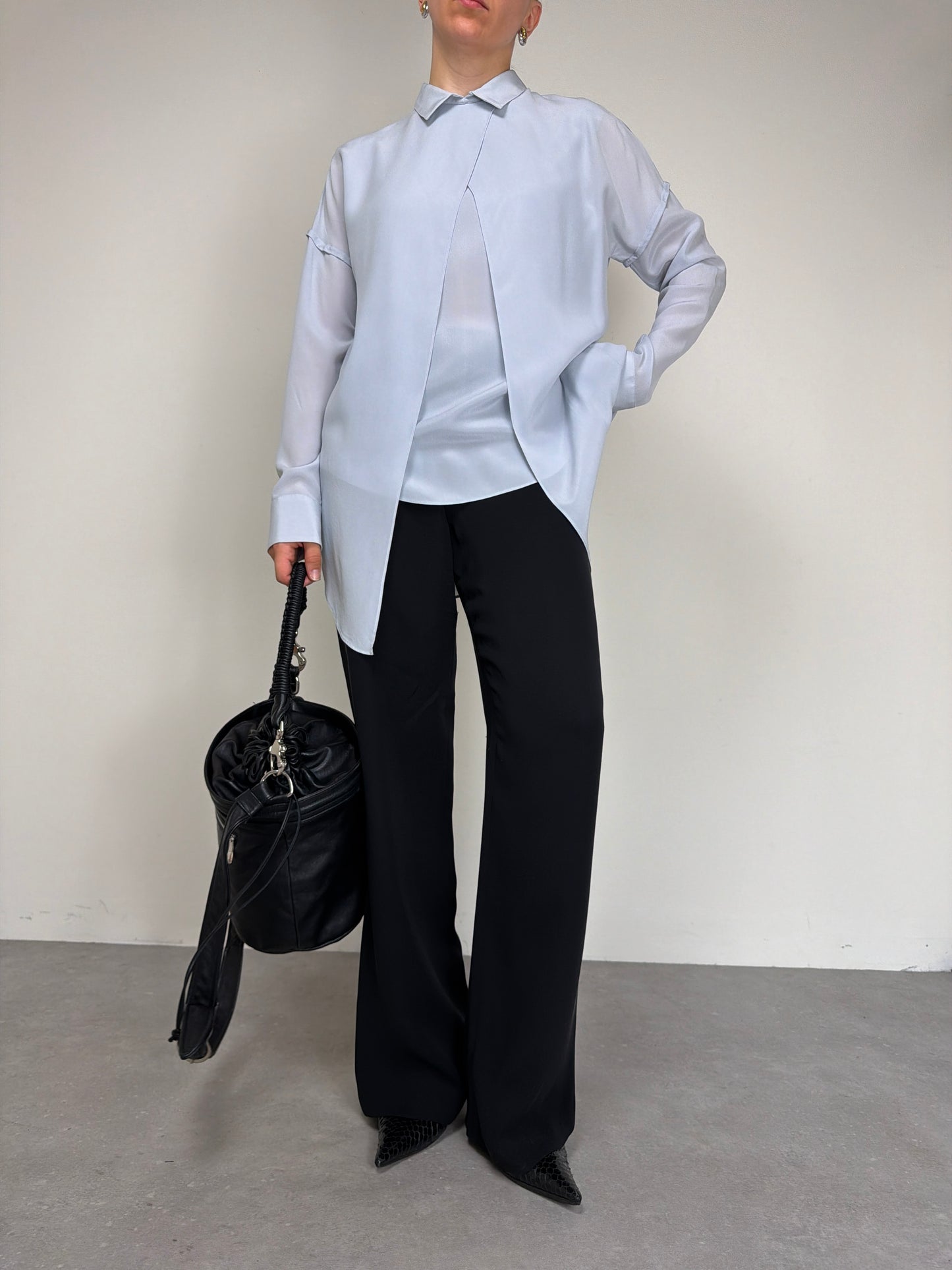 Blusa 100% seta made in Italy color ghiaccio