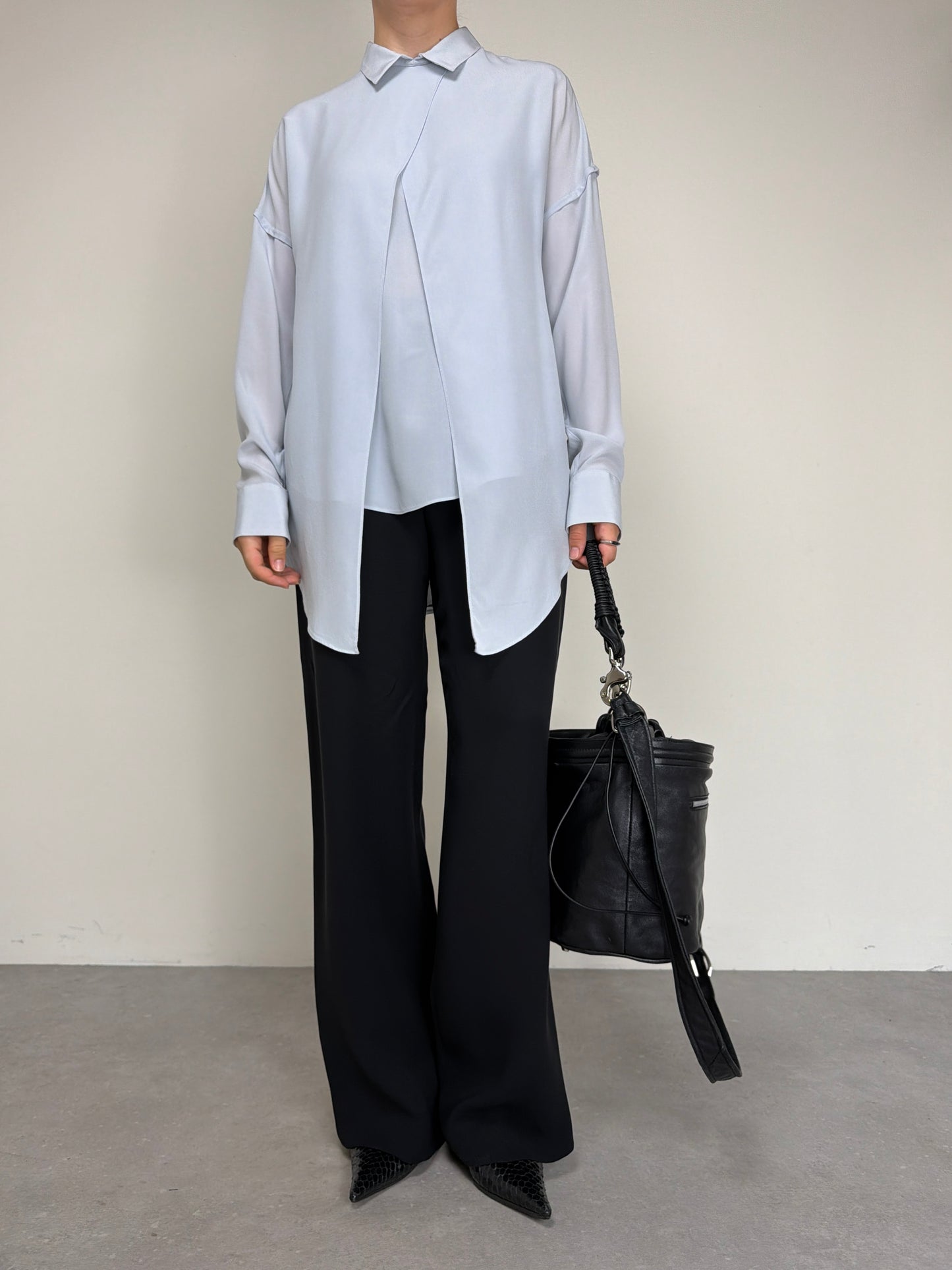 Blusa 100% seta made in Italy color ghiaccio