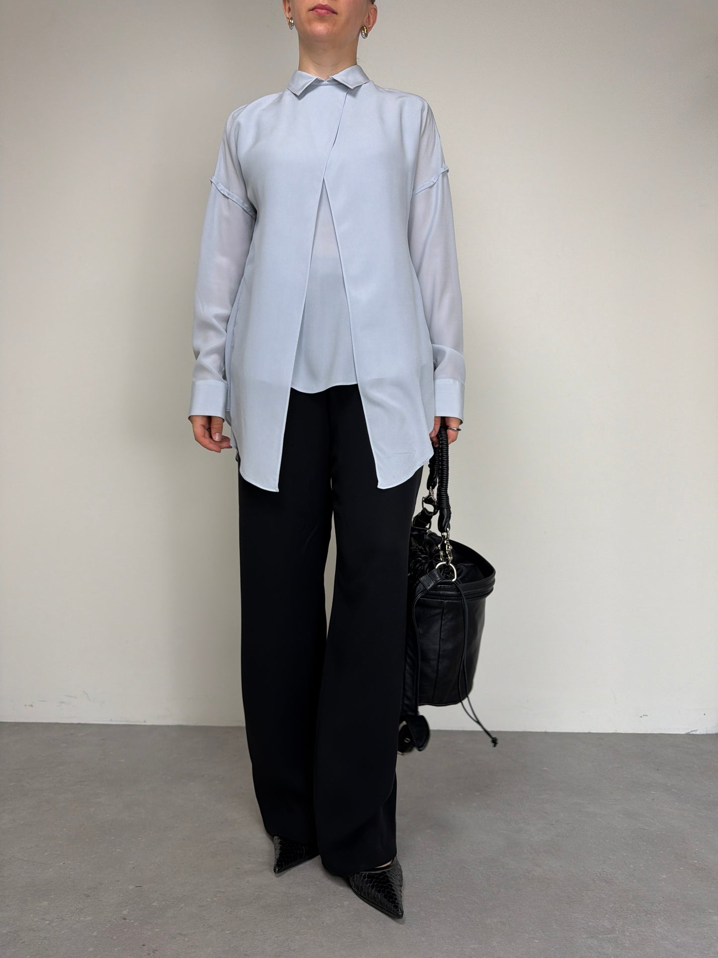 Blusa 100% seta made in Italy color ghiaccio