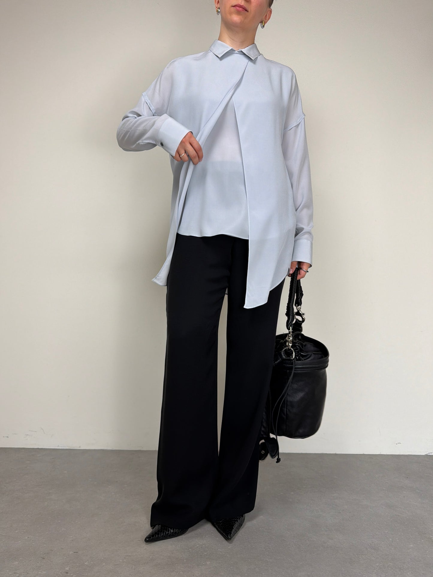 Blusa 100% seta made in Italy color ghiaccio