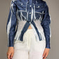 Camicetta vintage stampa denim effetto crinkle