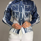 Camicetta vintage stampa denim effetto crinkle