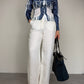Camicetta vintage stampa denim effetto crinkle