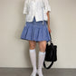 Gonna in cotone a righe con punto smock