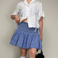 Gonna in cotone a righe con punto smock
