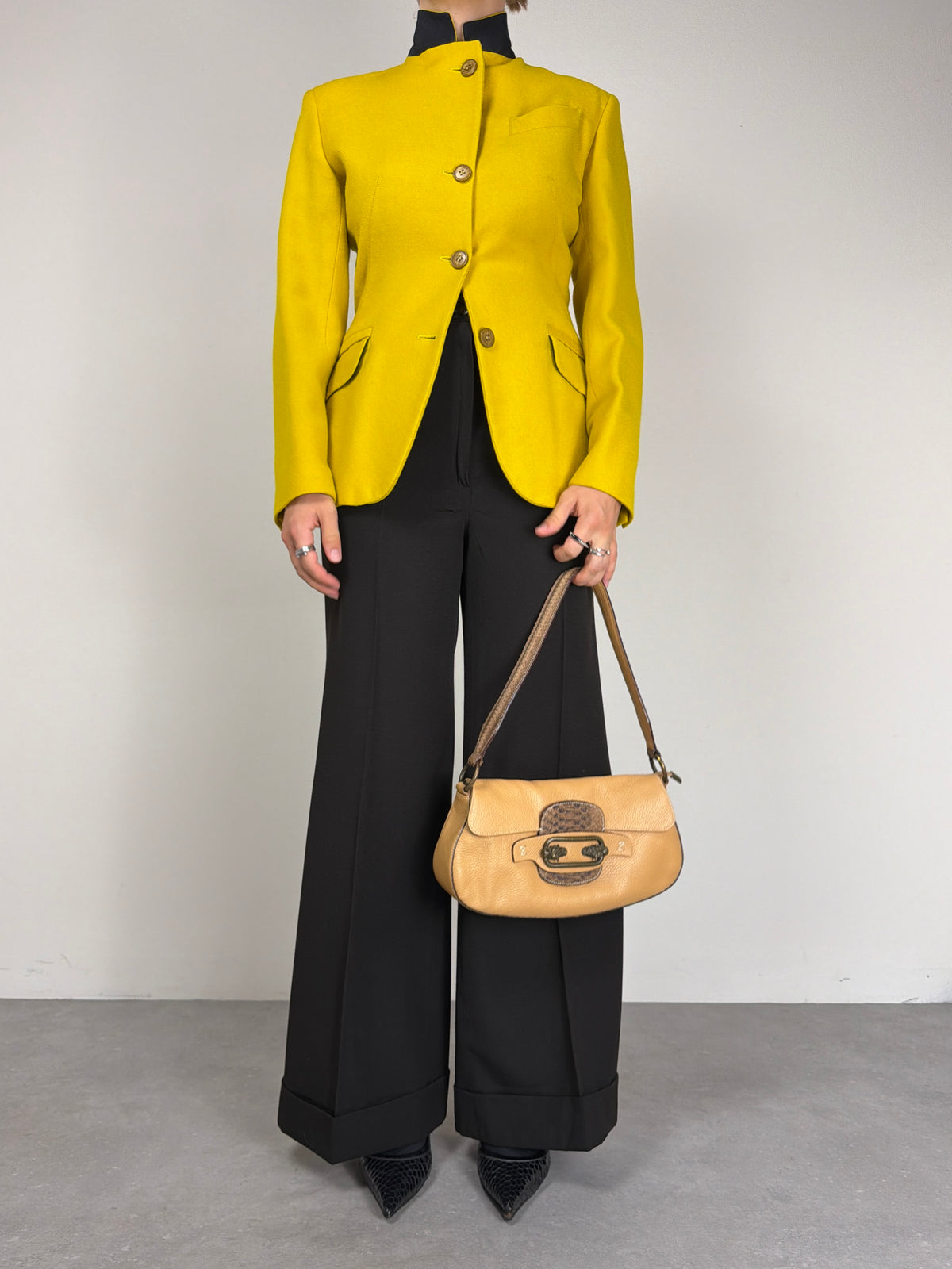 JEAN PAUL GAULTIER blazer in lana con collo alto