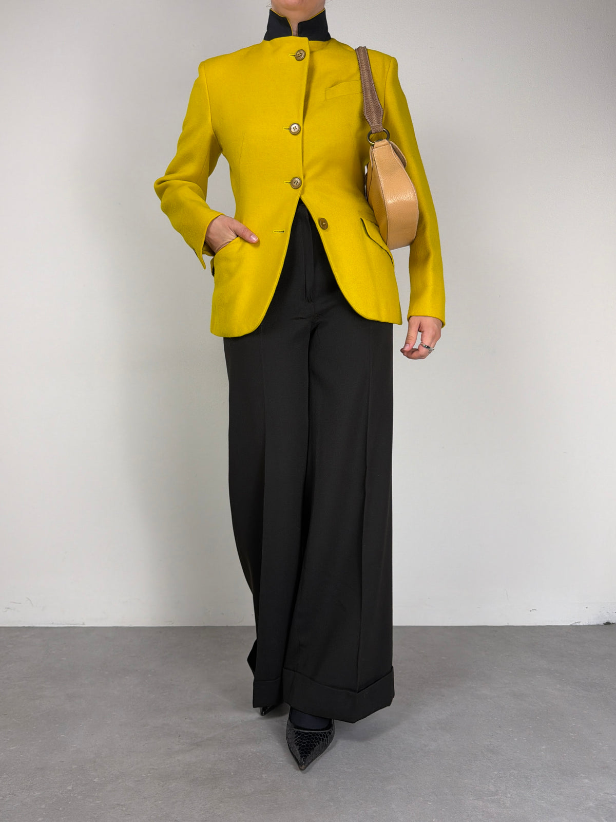 JEAN PAUL GAULTIER blazer in lana con collo alto