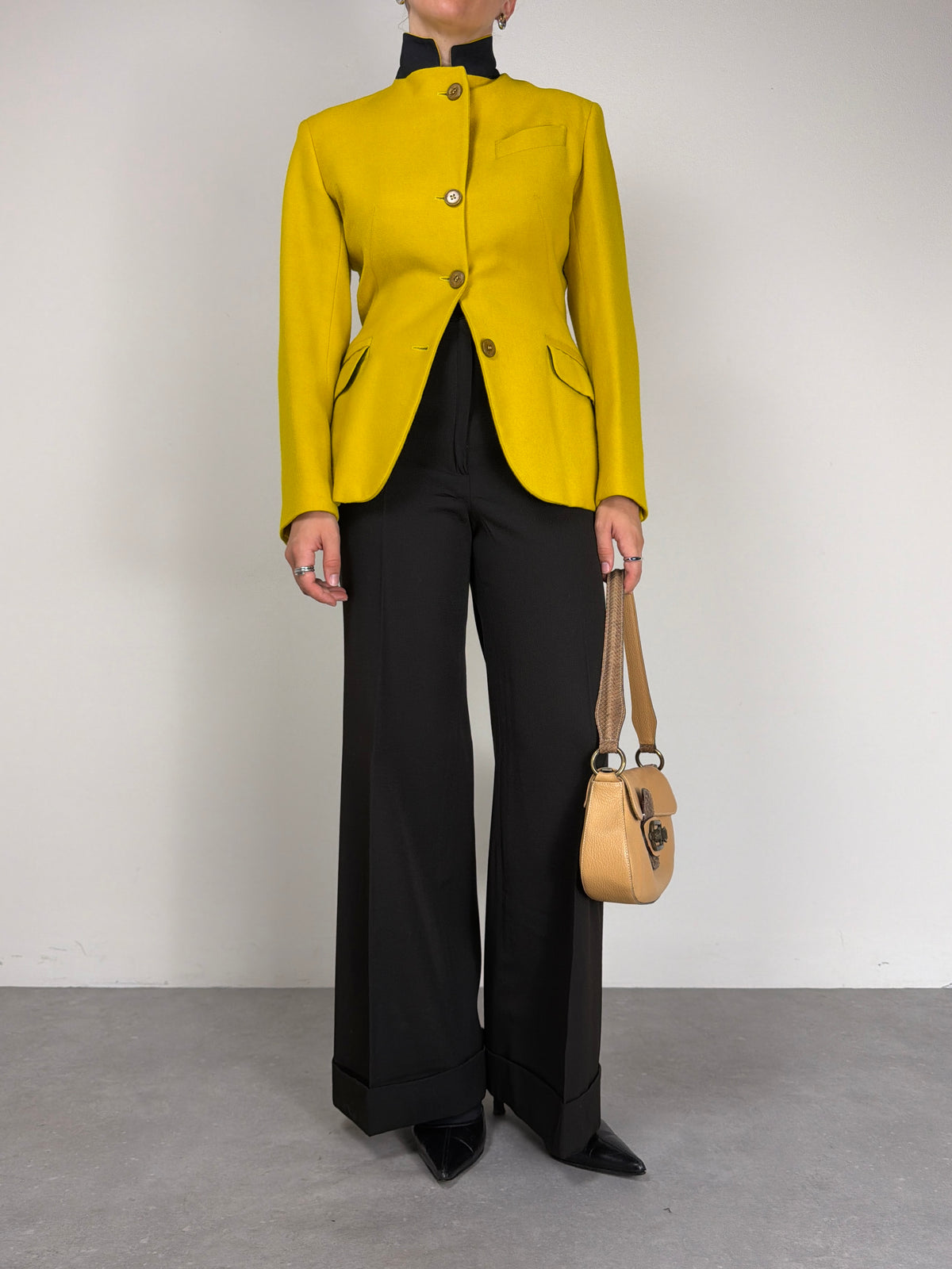 JEAN PAUL GAULTIER blazer in lana con collo alto