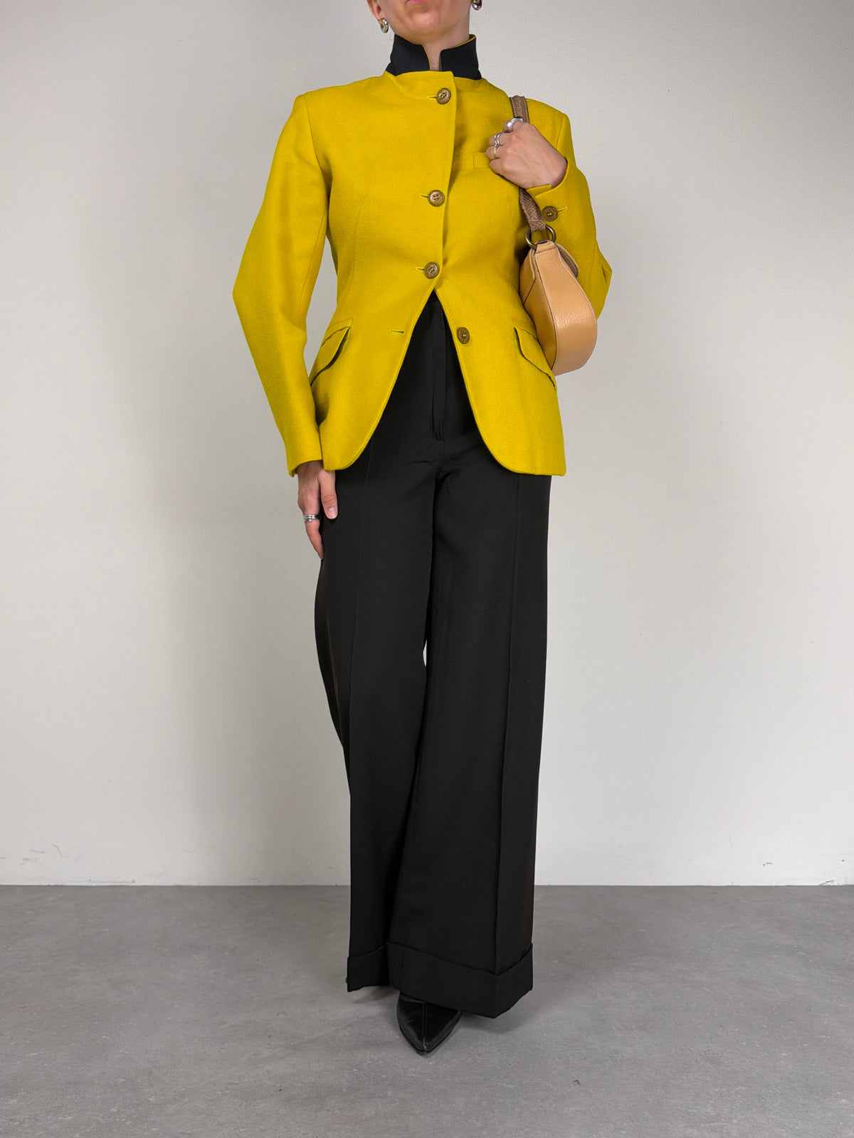 JEAN PAUL GAULTIER blazer in lana con collo alto