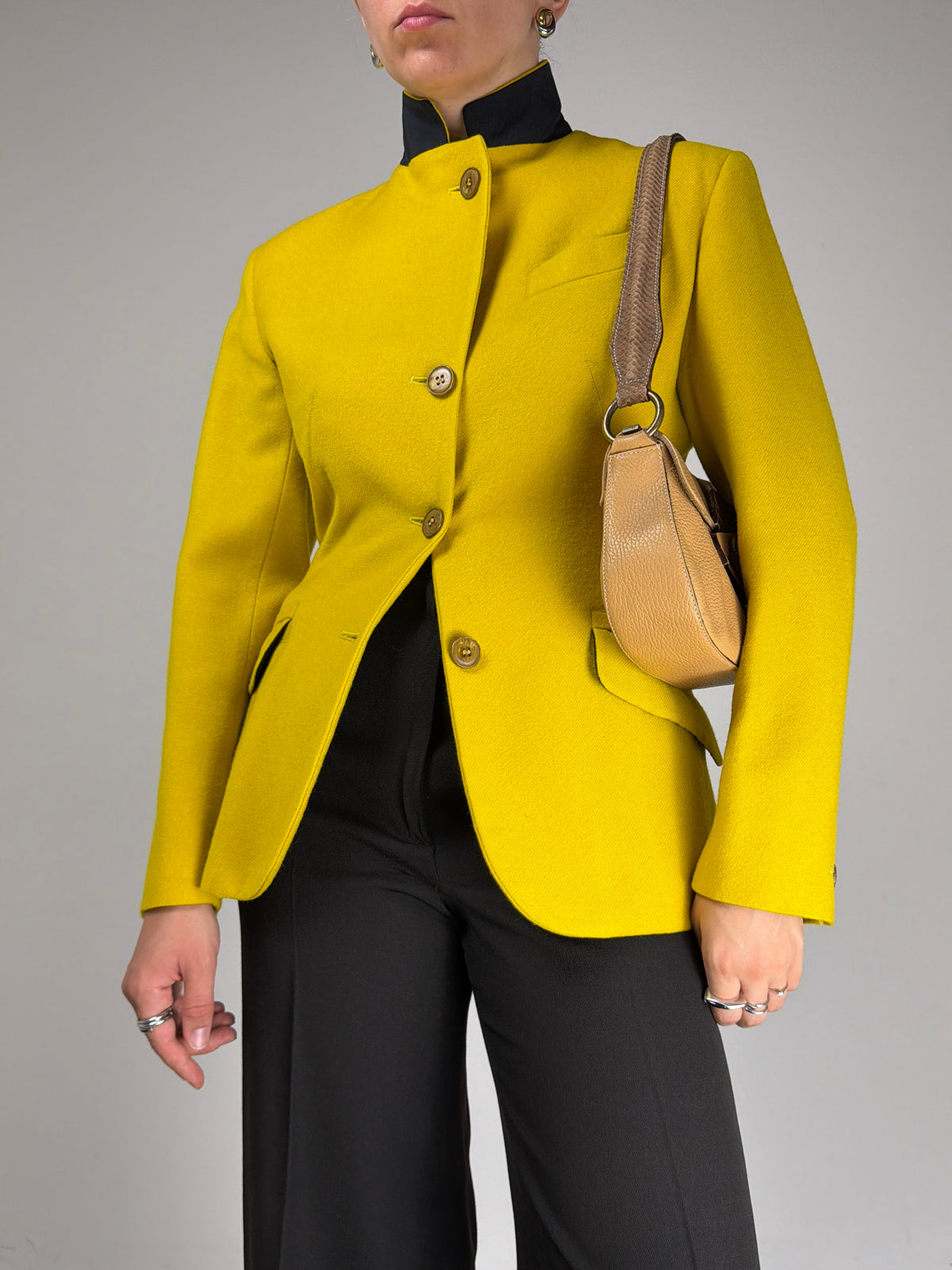 JEAN PAUL GAULTIER blazer in lana con collo alto