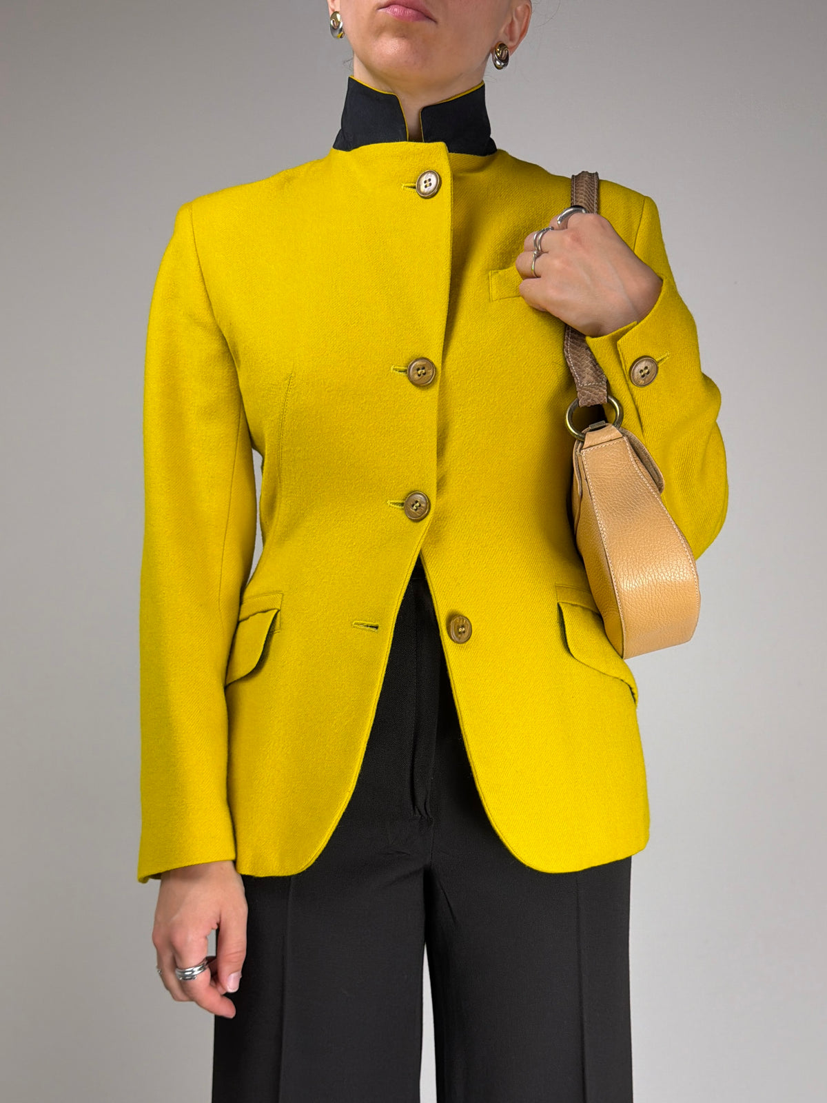 JEAN PAUL GAULTIER blazer in lana con collo alto