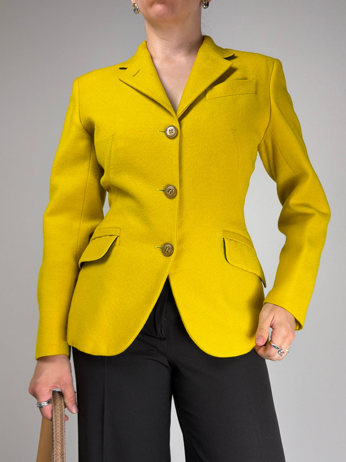 JEAN PAUL GAULTIER blazer in lana con collo alto