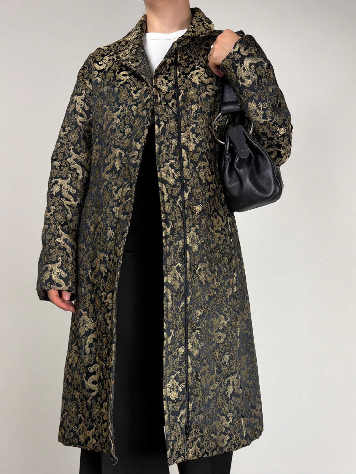 Cappotto vintage made in italy in jacquard con motivo orientale