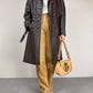 Trench vintage in vera pelle marrone