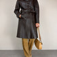 Trench vintage in vera pelle marrone
