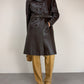 Trench vintage in vera pelle marrone