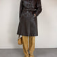 Trench vintage in vera pelle marrone