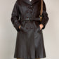 Trench vintage in vera pelle marrone