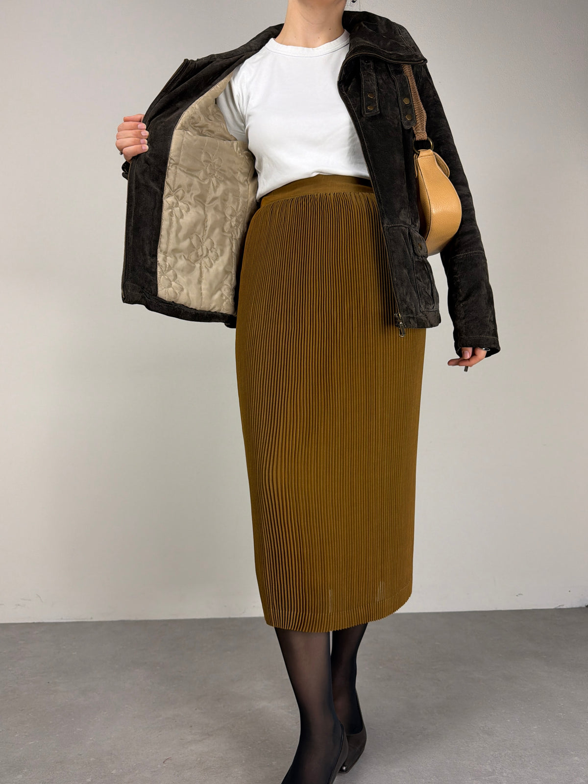 Giacca in vera pelle scamosciata