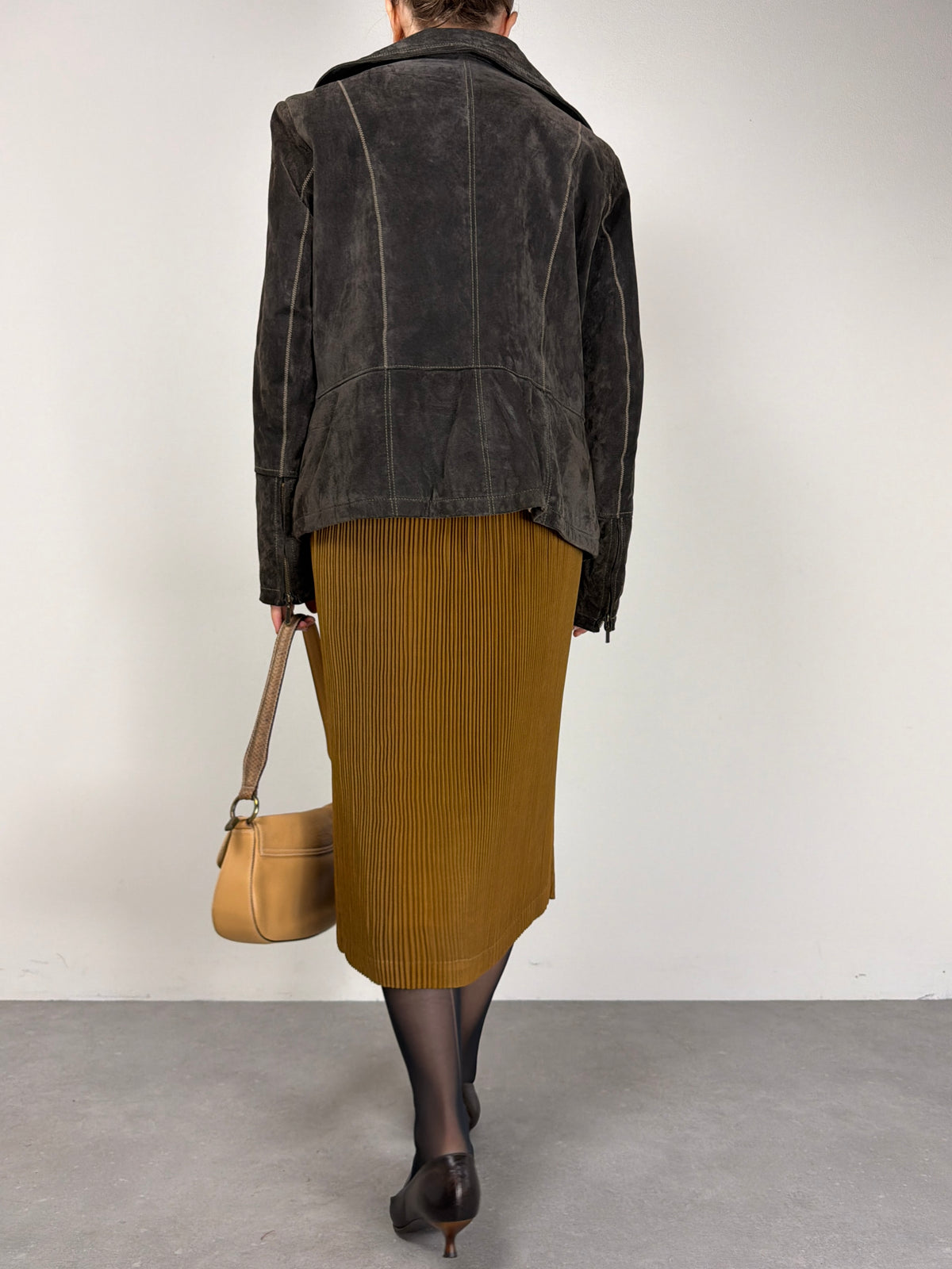 Giacca in vera pelle scamosciata
