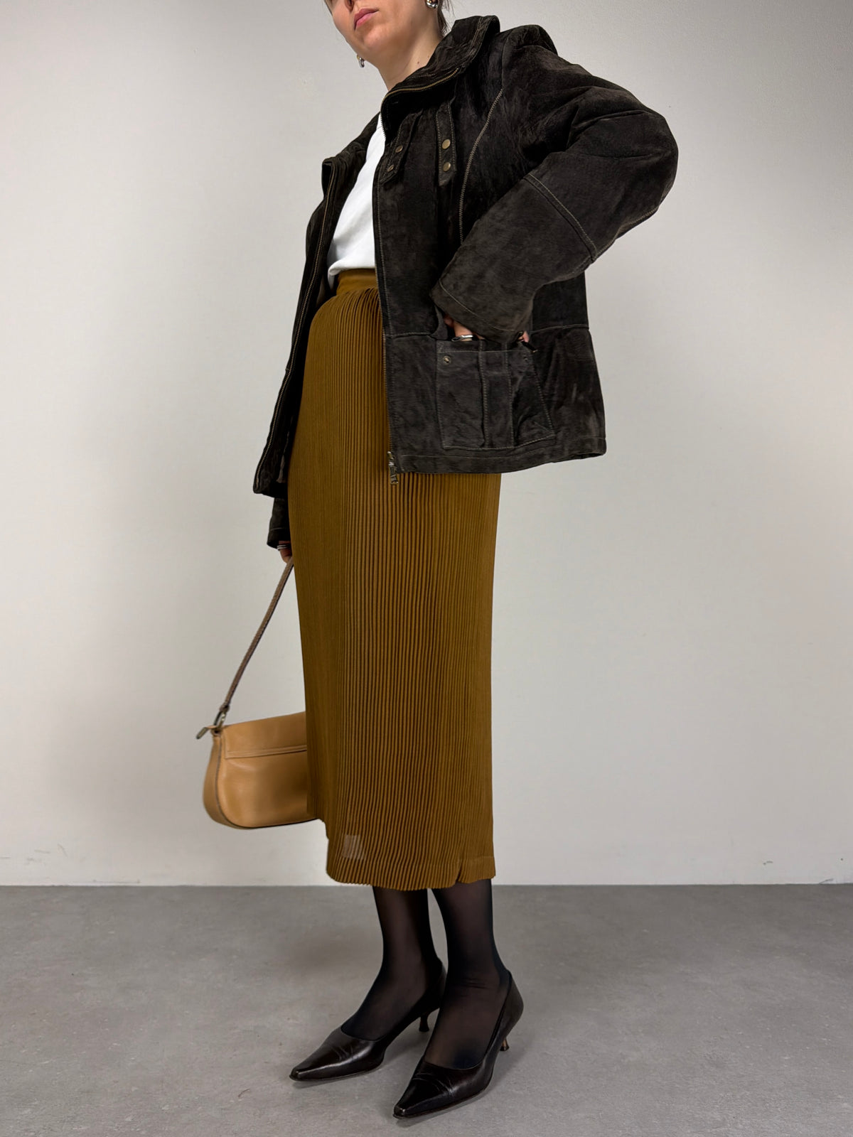 Giacca in vera pelle scamosciata