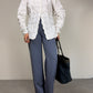 Camicia in cotone effetto nido d'ape a griglia