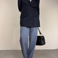 Blazer gessato in lana e seta a doppiopetto