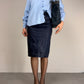 Gonna a tubino in denim spalmato