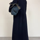 Cappotto vintage lungo in pura lana vergine blu