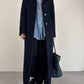 Cappotto vintage lungo in pura lana vergine blu