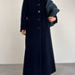 Cappotto vintage lungo in pura lana vergine blu