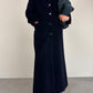 Cappotto vintage lungo in pura lana vergine blu