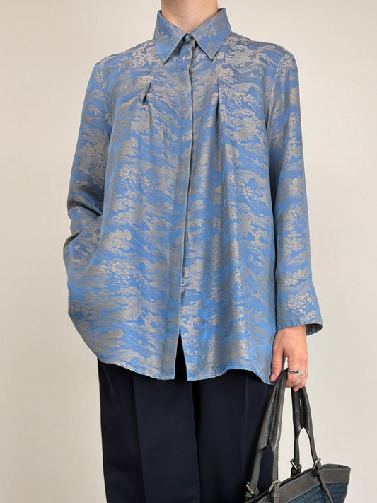 Camicia in jacquard di pura seta a fantasia orientale