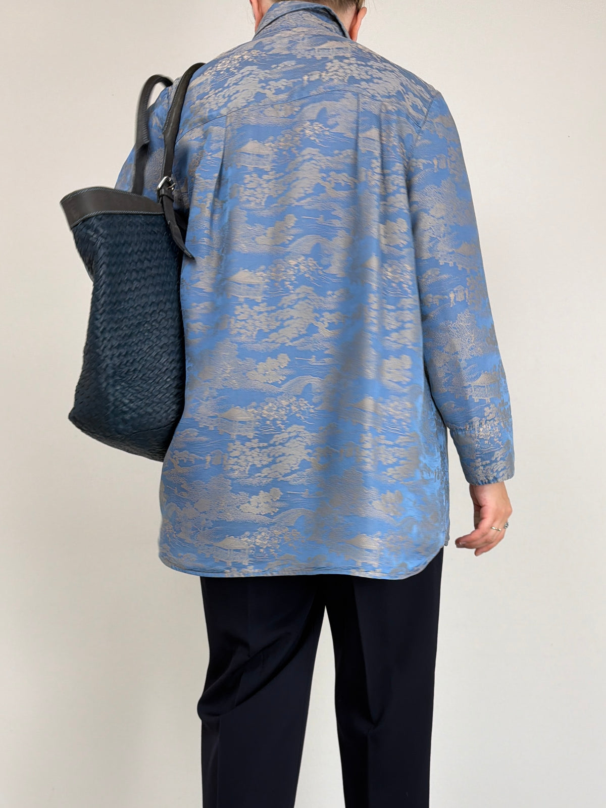 Camicia in jacquard di pura seta a fantasia orientale
