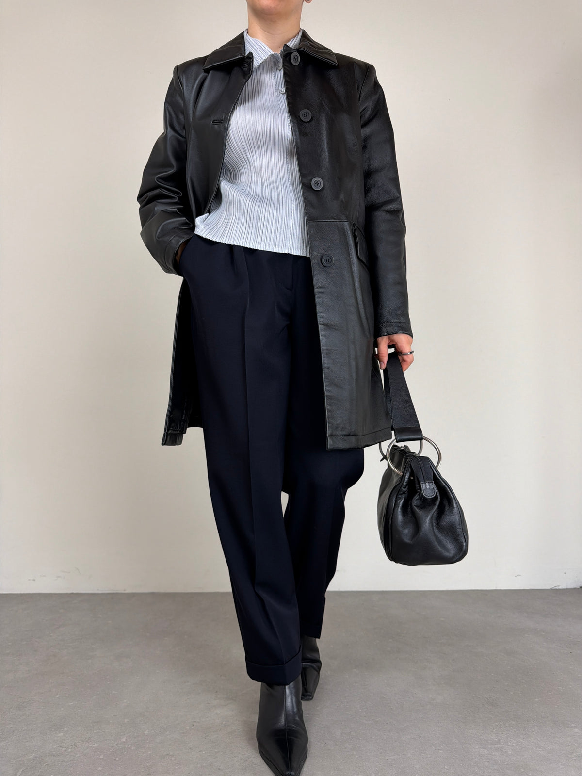 Giacca in vera pelle nera made in Italy
