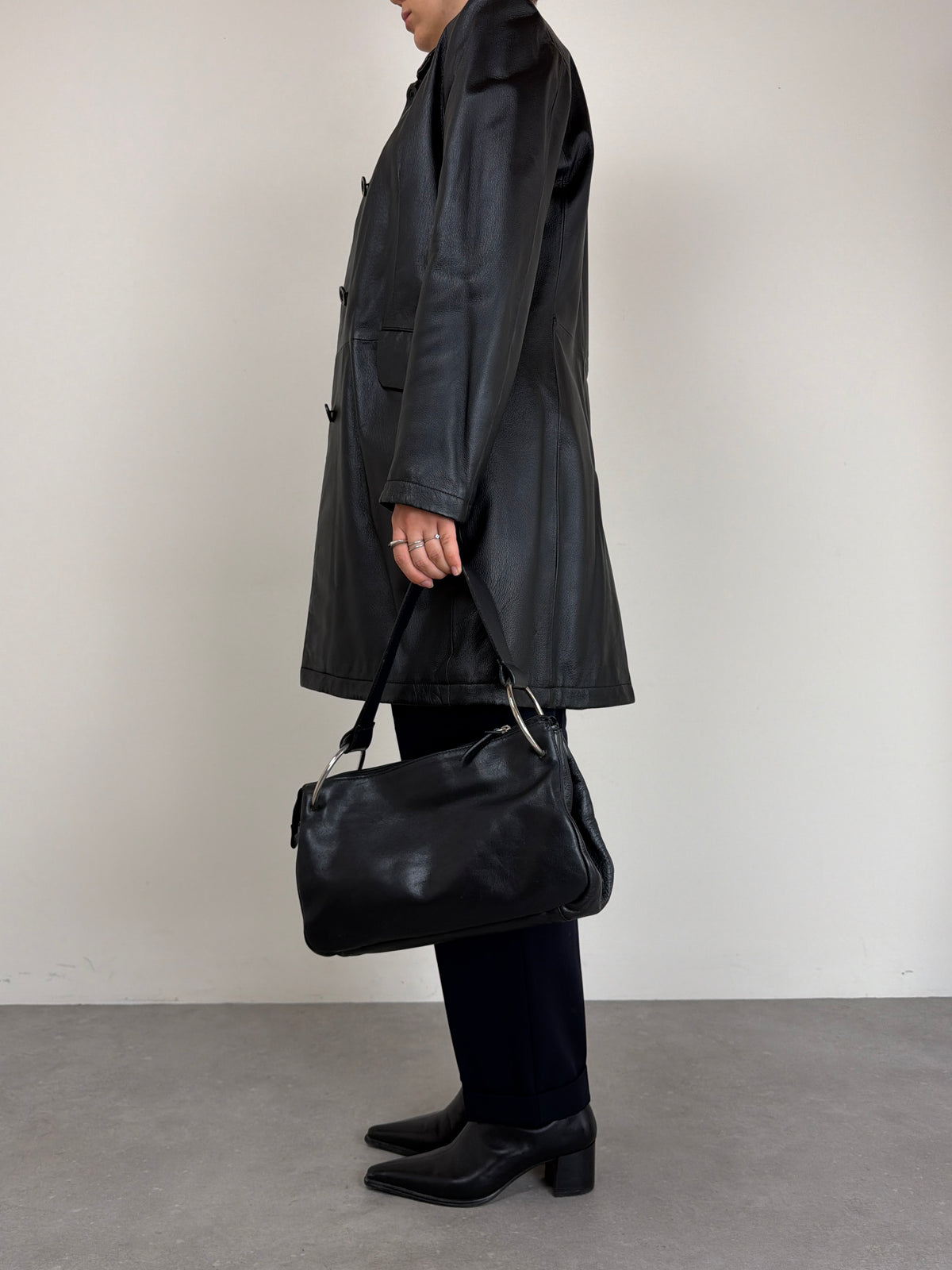 Giacca in vera pelle nera made in Italy