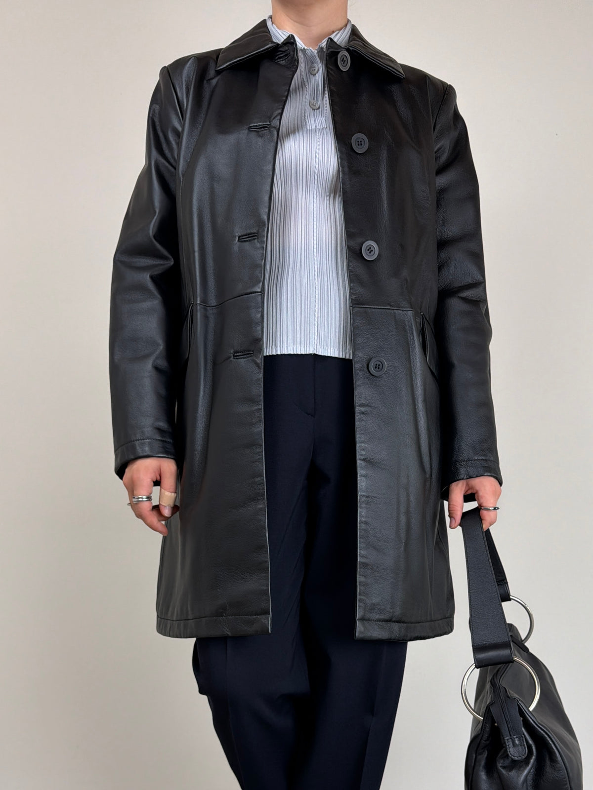 Giacca in vera pelle nera made in Italy