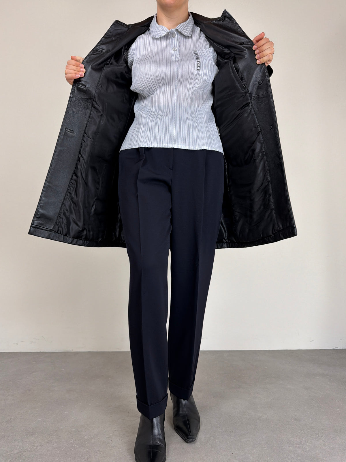 Giacca in vera pelle nera made in Italy