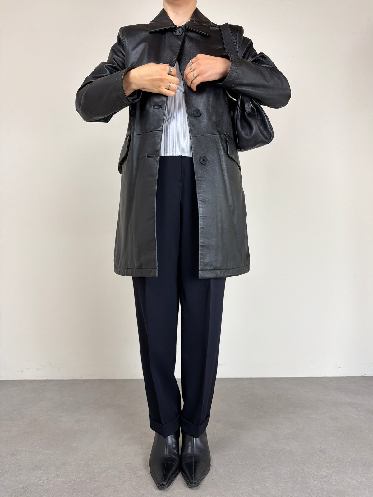 Giacca in vera pelle nera made in Italy