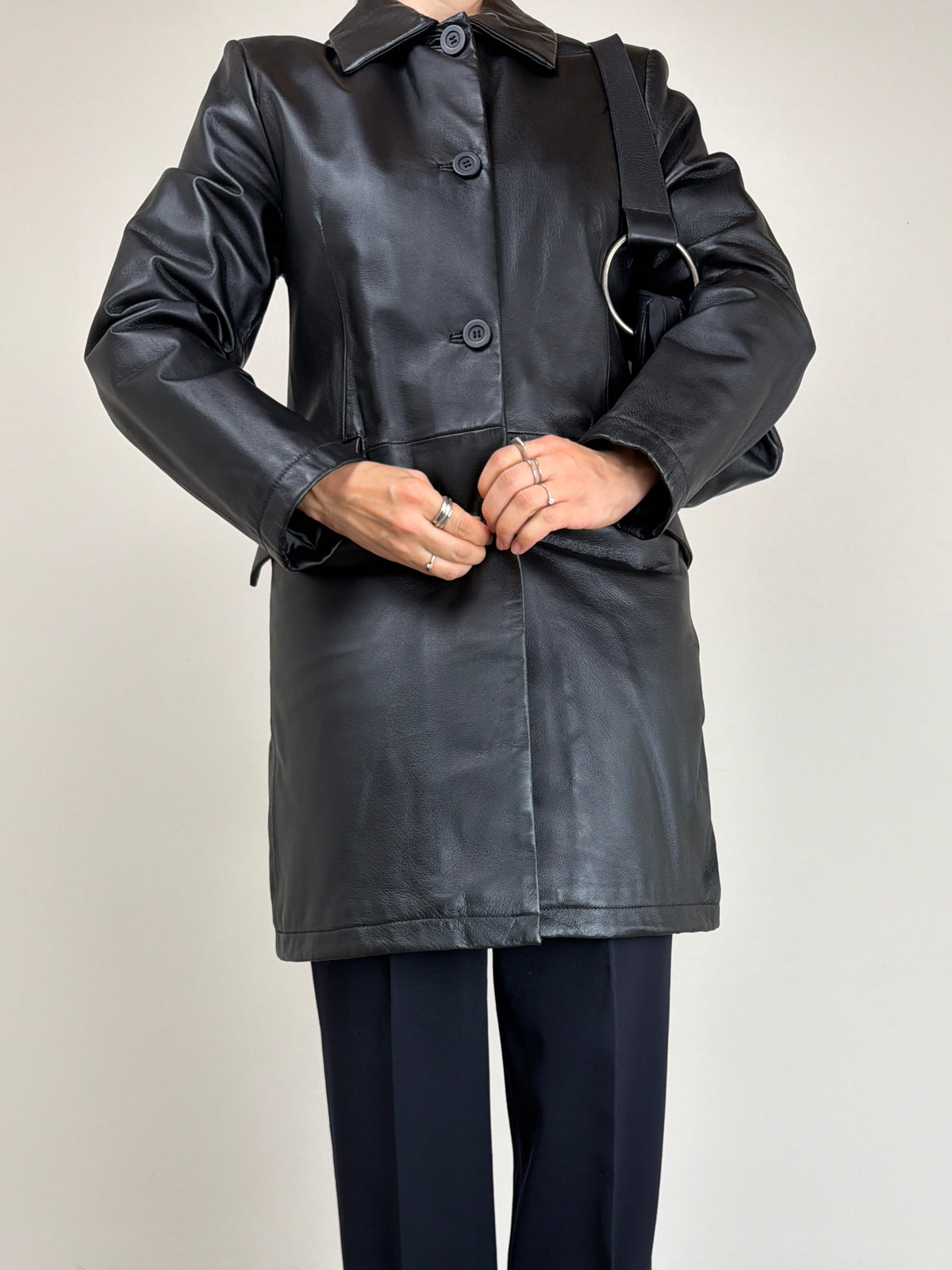 Giacca in vera pelle nera made in Italy