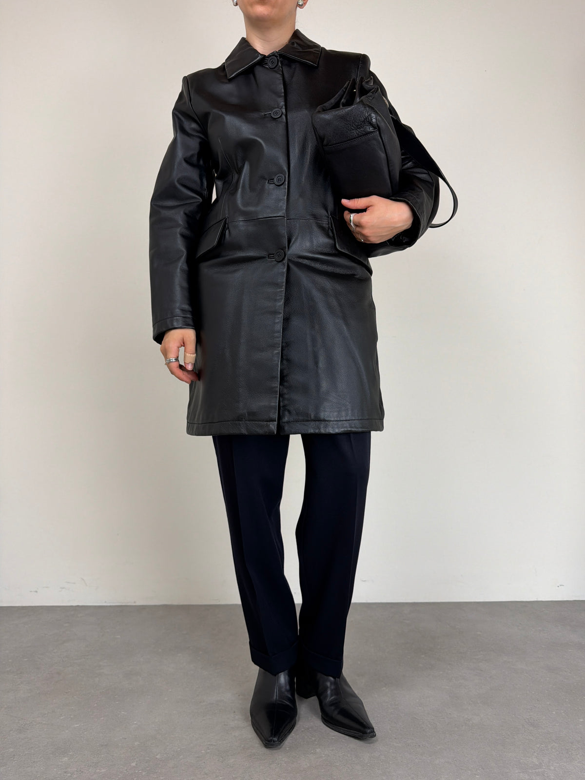 Giacca in vera pelle nera made in Italy