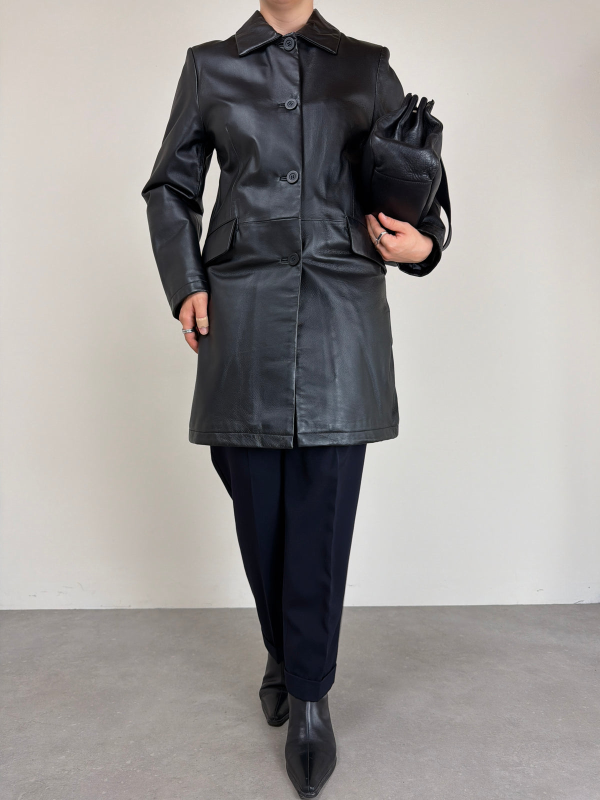 Giacca in vera pelle nera made in Italy