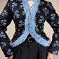 Giacca vintage in jacquard con pelliccia