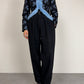 Giacca vintage in jacquard con pelliccia