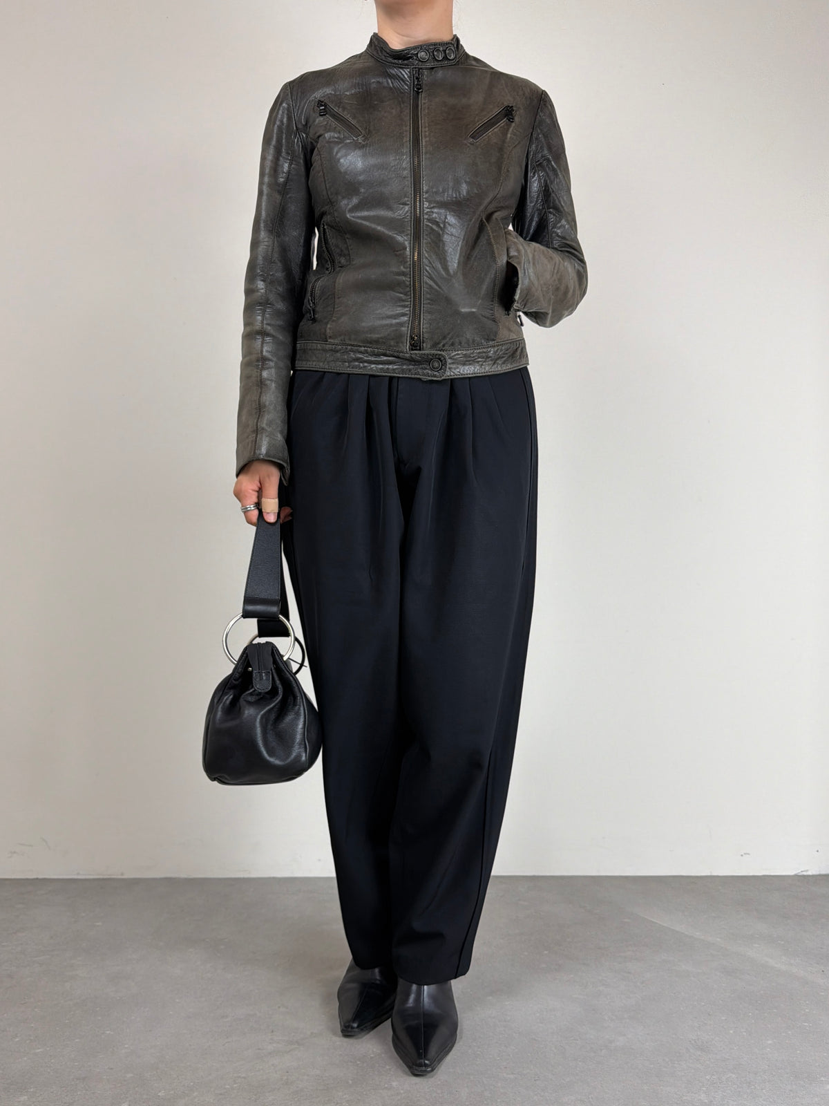 Giacca in vera pelle effetto distressed
