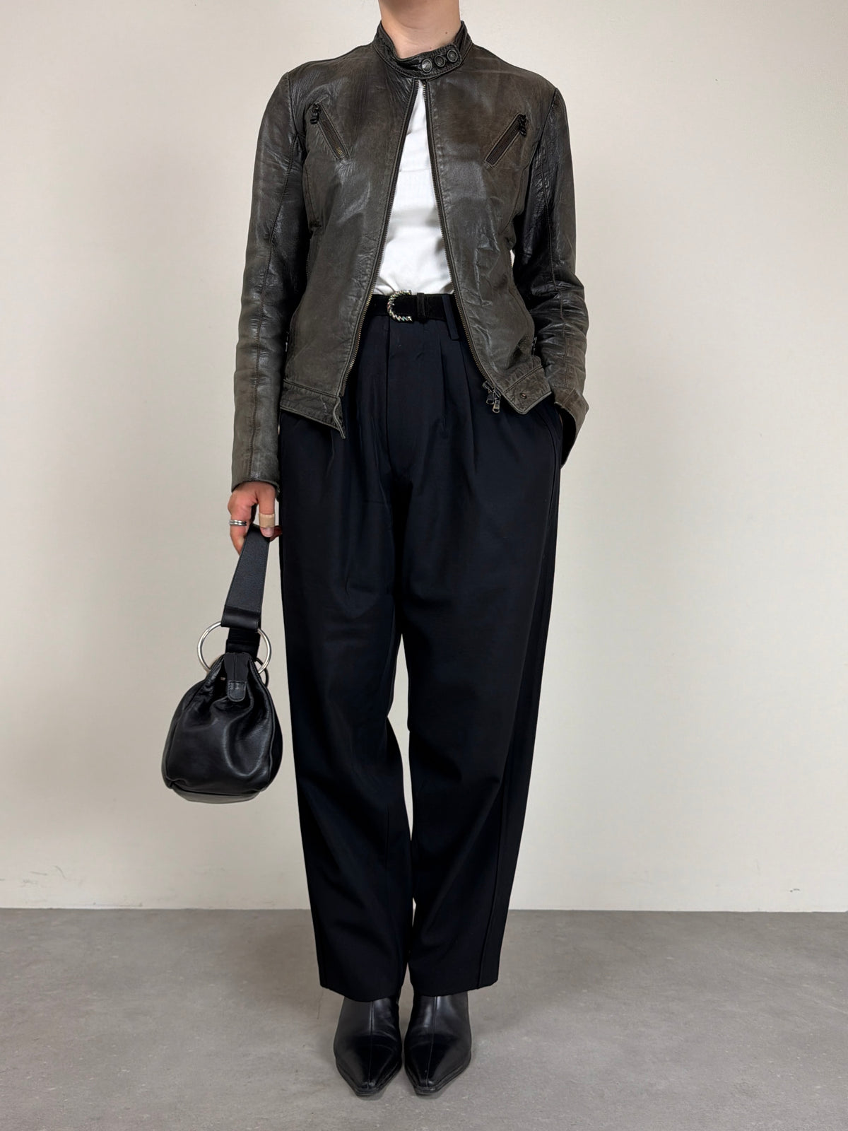 Giacca in vera pelle effetto distressed